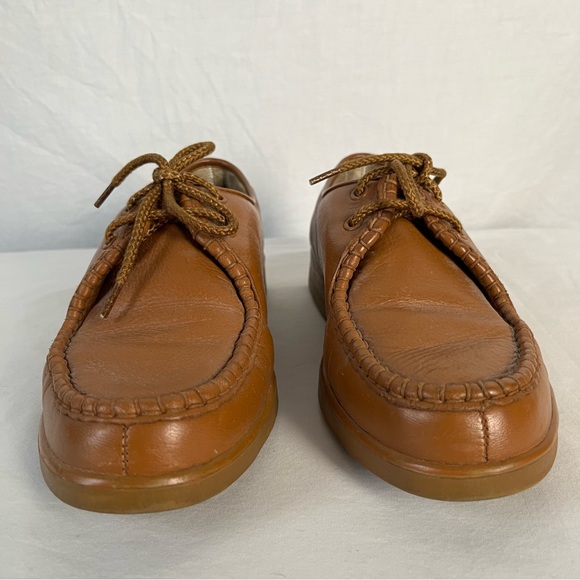 Vintage 70s Florsheim Comfortech men’s 9EEE beige leather derbies rubber soles - Picture 2 of 16